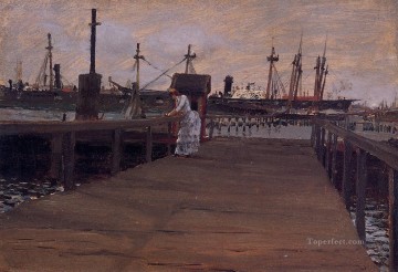 William Merritt Chase Painting - Woman on a Dock William Merritt Chase